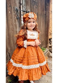 Resim Taba Vintage Kız Bebek Elbisesi,doğum Günü,fotoğraf Çekim Elbise,0-12 Yaş Uygun Taba 