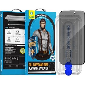 Resim Blueo Bm5280-iPhone 15 6.1 Full Cover Anti-Peep Cam Ekran Koruyucu Aplikatörlü Ekran Koruyucu Siyah 