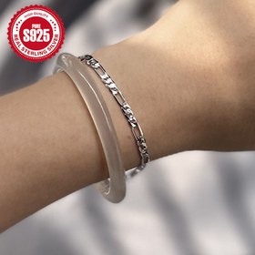 Resim 925 Gümüş 3.3mm Figaro Zincir Bilezik - Erkekler ve Kadınlar İçin Moda, Trendy, Hip-Hop Tarzı, Basit Günlük Takı, 2.8g 