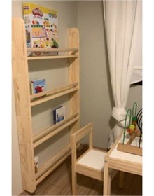 Resim SALİHA Ahşap Montessori Kitaplık Çocuk Odası Eğitici Kitaplık 