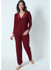 Resim Alissa 9620 Kadın Çeyizlik Dantelli Penye 6'lı Set -bordo Bordo 