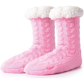 Resim Ximistore9 Kışlık Kalın Floklu Isı Sağlayan Zemin Çorabı - Tek Boyut - Pudra Rengi D1 