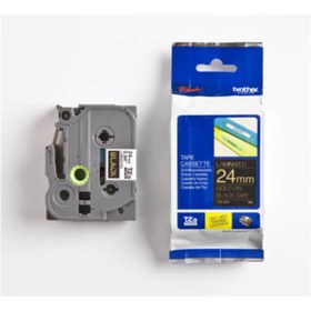 Resim Brother P-TOUCH TZE-354 TZE-TAPE 24 MM SİYAH ÜZERİNE ALTIN LAMİNASYONLU ETİKET 