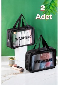 Resim Porsima 3142 2li Şeffaf Seyahat Ve Makyaj Çantası Su Geçirmez Organizer Washbag 