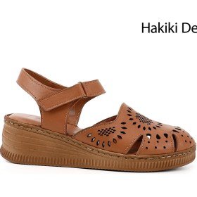 Resim Gönderi R Kadın Taba Antik Cırt Bantlı Dolgu Topuk Hakiki Deri Sandalet Dyza70945885 Taba 