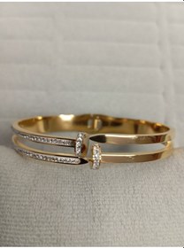 Resim Zirkon Taşlı Çivi Model Gold Renk Kelepçe Bileklik Gold 