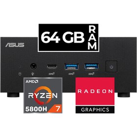 Resim Asus PN52 Amd Ryzen 7 5800H 64GB 256GB SSD Windows 10 Pro Mini Masaüstü Bilgisayar BBR758HD29 