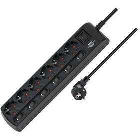 Resim 6 Anahtarlı 6 Soketli Güç Şeridi Priz 2 Metre Siyah 1 