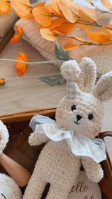 Resim Amigurumi Yumoş Tavşanım Bebek Seti - 3 Parça Deluxe Bebek Seti 