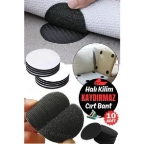 Resim Gaggani 10 Adet Halı Kaydırmaz Bant Cırtcırt Güçlü Kendinden Yapışkanlı Halı Sabitleme Bandı - 10 Adet Siyah 