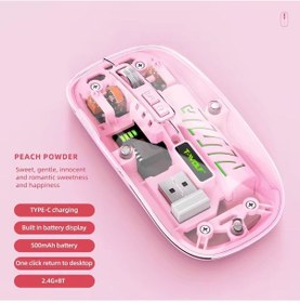 Resim Şeffaf Mouse Kablosuz Mouse Fare Şarjlı Bluetooth Wireless Çift Modlu Sessiz 5 Tuşlu Dpı Kontrol Rb 