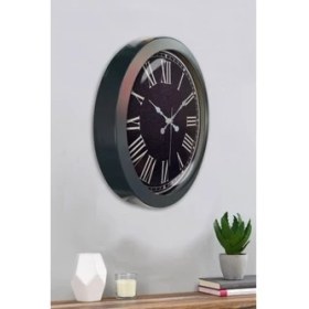 Resim Bahat Salon Ofis Duvar Saati Gri Metal Çerçeve 36 cm 