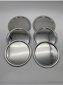 Resim 6'lı Gümüş Yuvarlak Çay Ve Kahve Sunum Tepsisi 22cm 