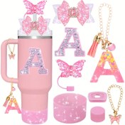 Resim 8 adet Spor Kupası için Aksesuar, Saplı 40oz ve 30oz, Sevimli Kurdele Pipet Üstü Kapak, Kupası Botu, Elmas Pipet Üstü, Bot Kurdele Süsleme Harf Şansları A-Z (KUPA YOK) 