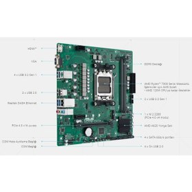 Resim Asus Pro A620m-dash-csm Ddr5 Hdmı Pcıe 4.0 Am5 Matx Kurumsal Anakart 