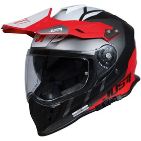 Resim Just1 J34 Pro Outer Space Kapalı Motosiklet Kaskı Siyah Kırmızı Beyaz 