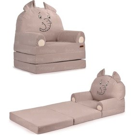 Resim Portatif Katlanabilir Sevimli Çocuk Koltuğu - 3 Katlı Çocuk Yatak Koltuk - Taşınabilir Bebek Koltuğu Gri 