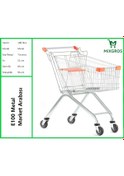 Resim E100 Metal Market Alışveriş Arabası 100 Litre 