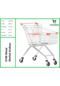Resim E100 Metal Market Alışveriş Arabası 100 Litre 