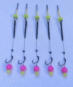 Resim 5 Adet Küspe Telli Pembe Ve Fosforlu Pop Up'lı Sazan Rig Takımı 