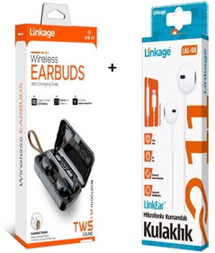 Resim starefsane Linkage 5.1V TWS Wireless Kulaklık+ Lightning Jack Mikrofonlu Kulaklık hediye 