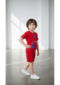 Resim Miniko Kids Erkek Çocuk Spiderman Örümcek Adam Modelli Pamuk Şortlu Takım Kırmızı 