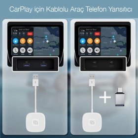 Resim Eilo Luxe Apple iPhone Usb+Lightning Carplay Mirror Adaptör Çevirici -Youtube Netflix Tiktok - AA002C-67BY0 