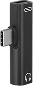 Resim Kafuty 2'si 1 arada C - 3.5 mm Jack Headphone USB şarj dönüştürücü, Audio adaptörü çinko alaşım ses dönüştürücü priz akıllı telefon için dekoder çipli (siyah) 