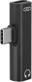 Resim Kafuty 2'si 1 arada C - 3.5 mm Jack Headphone USB şarj dönüştürücü, Audio adaptörü çinko alaşım ses dönüştürücü priz akıllı telefon için dekoder çipli (siyah) 