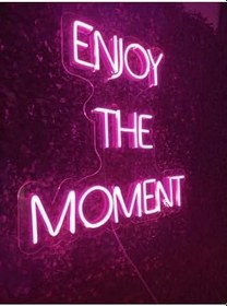 Resim Dekoraven Enjoy The Moment Yazılı Neon Led Tabela Dekoratif Aydınlatma(50X50Cm), enjoysravpik 