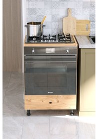 Resim Vina Ayaklı Fırın Dolabı Alttan Kapaklı Dekoratif Ankastre Dolabı Atlantik Çam 