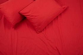 Resim Taç Basic Stripe Düz%100 Pamuk Nevresim Takımı, Kırmızı, King Size 
