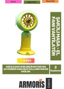 Resim Armoris Yeni Seri Sessiz 2 Kademeli Hafif Kablosuz 1200mAh Taşınabilir Usb Şarjlı Masa El Fanı Vantilatör 