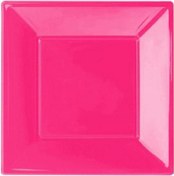 Resim Roll Up Party Dreams Plastik Kare Şeker Pembe Tabak 17 CM. 8'li 