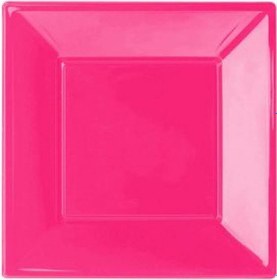 Resim Roll Up Party Dreams Plastik Kare Şeker Pembe Tabak 17 CM. 8'li 