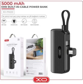 Resim Xo 20W Fast Hızlı Lightning Type-C Kablolu Stant 5000 Mah Taşınabilir Şarj Aleti Powerbank PR220 