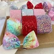 Resim DIY El Yapımı Gökkuşağı Pullu Balık Pul Kurdele Fiyonk Saç Tokası Bandı Aksesuarları, Düz Renk Kumaş Malzeme, Kademeli Değişim, Saç Tokası 