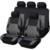 Resim Araba Koltuk Kılıfları Tam Set Ön Bölme Arka Koltuk Kılıfı Araba Evrensel Kumaş SUV Sedan Van Otomotiv İç Kılıflar Hava Yastığı Uyumlu Yılbaşı Hediyesi 
