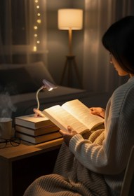 Resim Buffer ® Lamba Model Mandallı LED Kitap Okuma Lambası – Kıvrılabilir Esnek Gövdeli, Taşınabilir Gece 