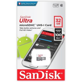 Resim Sandisk Ultra 32GB 100mb/s MicroSDHC Hafıza Kartı 