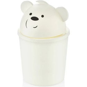 Resim Özbience Sevimli Ayıcık Tasarımlı 1500 ml Masaüstü Çöp Kutusu, Kahverengi ve Beyaz 