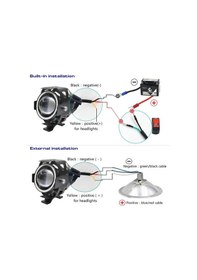 Resim U7 Motosiklet Sis Farı Mercekli Büyük Kafesli Sarı Angel Çakarlı 