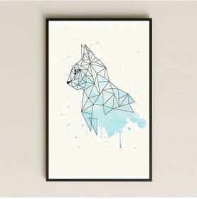 Resim Geometrik Kedi Su Renk Efektli Pleksi Tablo 