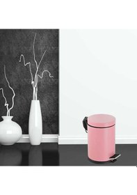 Resim Vinoks Premium Serisi 12 Litre Hacimli Paslanmaz Banyo-mutfak Pedallı Çöp Kovası Pembe, 12l Pembe 