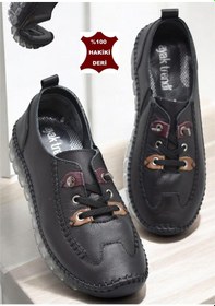 Resim 212 Tam Ortopedik Hafif Dolgu Taban Günlük Hakiki Deri Kadın Ayakkabı Anne Ayakkabısı Siyah 