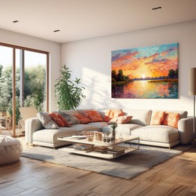 Resim Gölde Gün Batımı - 120x80 ( Çok Satan ) 