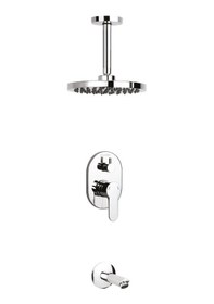 Resim Mistillo Ankastre Duş Seti Ø 200 Mm Yuvarlak Tepe Duşu+yönlendirici+gaga Krom - Parlak 