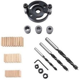 Resim Tongxida Ahşap İşleme Düz Delgeç Kendiliğinden Merkezlenen Dübel Ekleme Delme Bulucu Ahşap İşleme Delme Aracı, Siyah+7 Adet Ma 