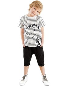 Resim Denokids Sevimli Dino Erkek Çocuk T-shirt Kapri Şort Takım Çok Renkli 