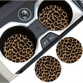 Resim Oasis Life Araç Içi Bardak Altlığı Kahverengi Leopar Desenli Bardak Altlık 2 Adet 